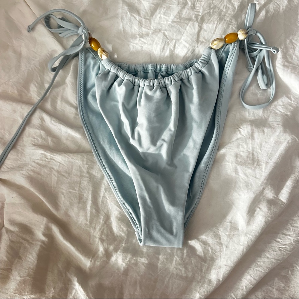 Light Blue Bikini Bottom with Shell Accents